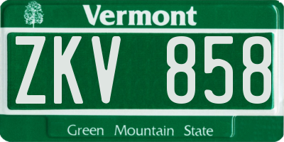 VT license plate ZKV858