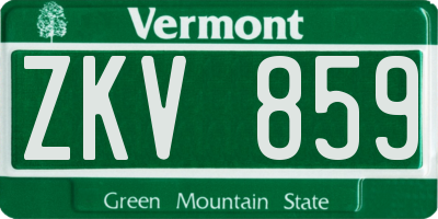 VT license plate ZKV859