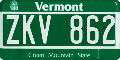 VT license plate ZKV862