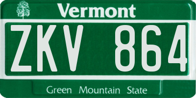 VT license plate ZKV864