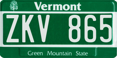 VT license plate ZKV865