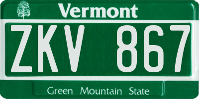 VT license plate ZKV867