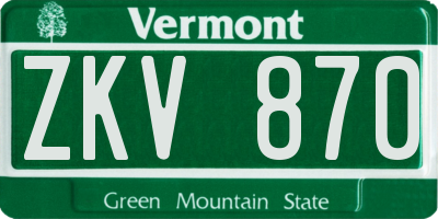 VT license plate ZKV870