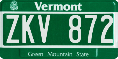 VT license plate ZKV872
