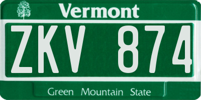 VT license plate ZKV874