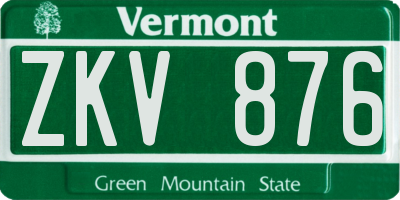 VT license plate ZKV876