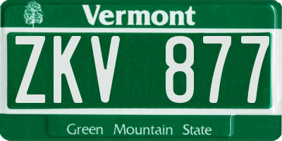 VT license plate ZKV877