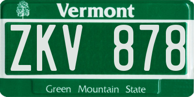 VT license plate ZKV878