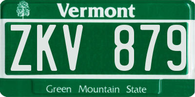 VT license plate ZKV879