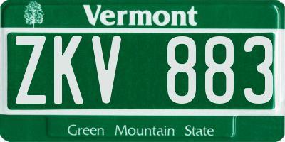VT license plate ZKV883