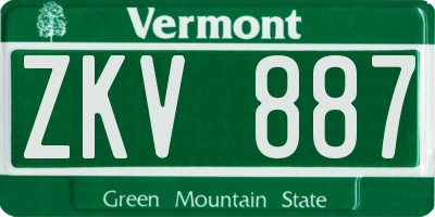 VT license plate ZKV887