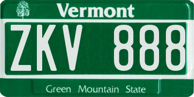 VT license plate ZKV888