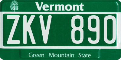 VT license plate ZKV890