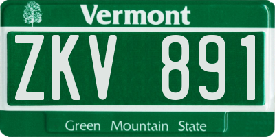 VT license plate ZKV891