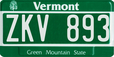 VT license plate ZKV893