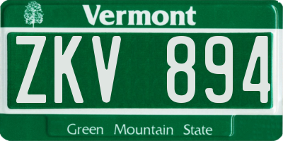 VT license plate ZKV894