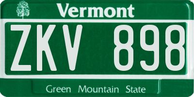 VT license plate ZKV898