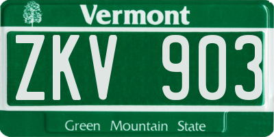 VT license plate ZKV903