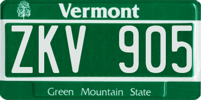 VT license plate ZKV905