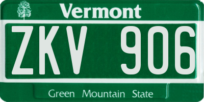 VT license plate ZKV906