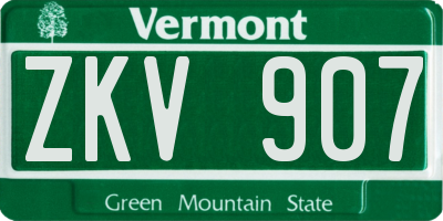 VT license plate ZKV907