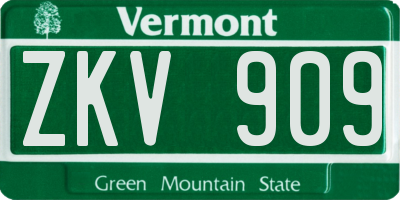 VT license plate ZKV909