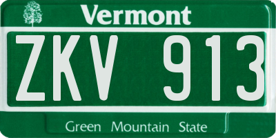 VT license plate ZKV913