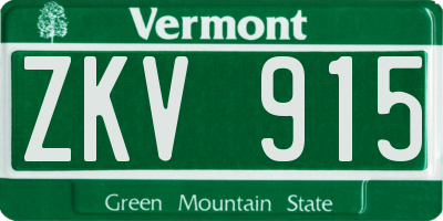 VT license plate ZKV915