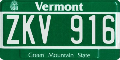 VT license plate ZKV916