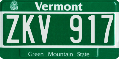 VT license plate ZKV917