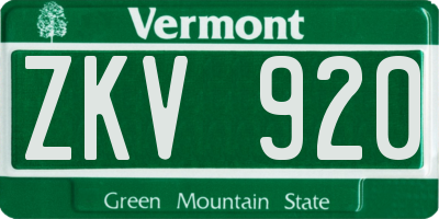 VT license plate ZKV920