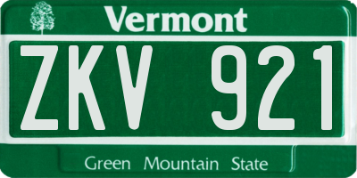 VT license plate ZKV921