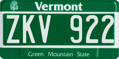 VT license plate ZKV922