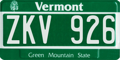 VT license plate ZKV926