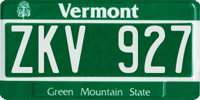 VT license plate ZKV927