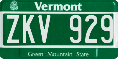 VT license plate ZKV929