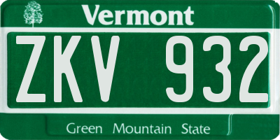 VT license plate ZKV932