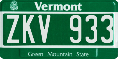 VT license plate ZKV933