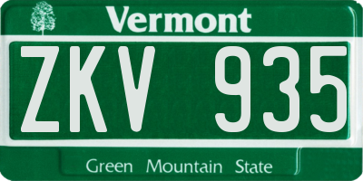 VT license plate ZKV935
