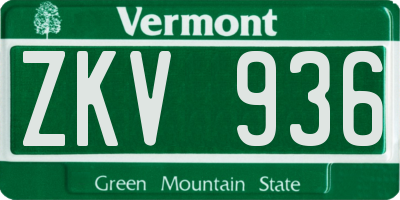 VT license plate ZKV936
