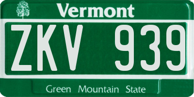 VT license plate ZKV939