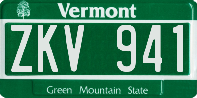 VT license plate ZKV941