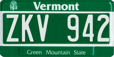 VT license plate ZKV942