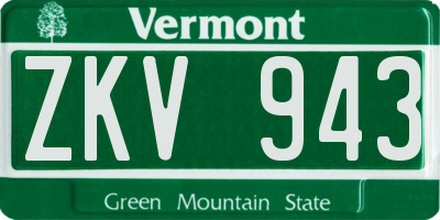 VT license plate ZKV943