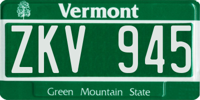 VT license plate ZKV945