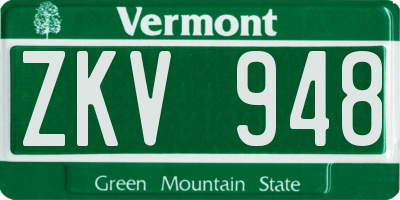VT license plate ZKV948