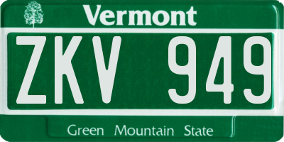 VT license plate ZKV949