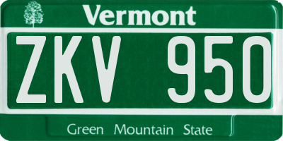 VT license plate ZKV950