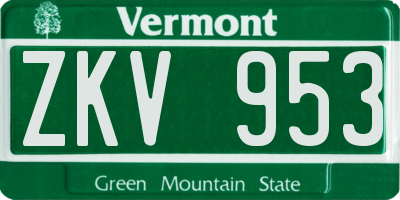 VT license plate ZKV953