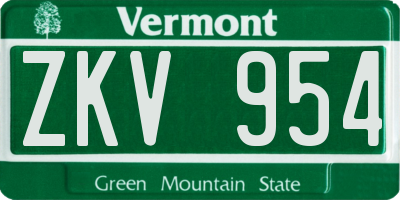VT license plate ZKV954